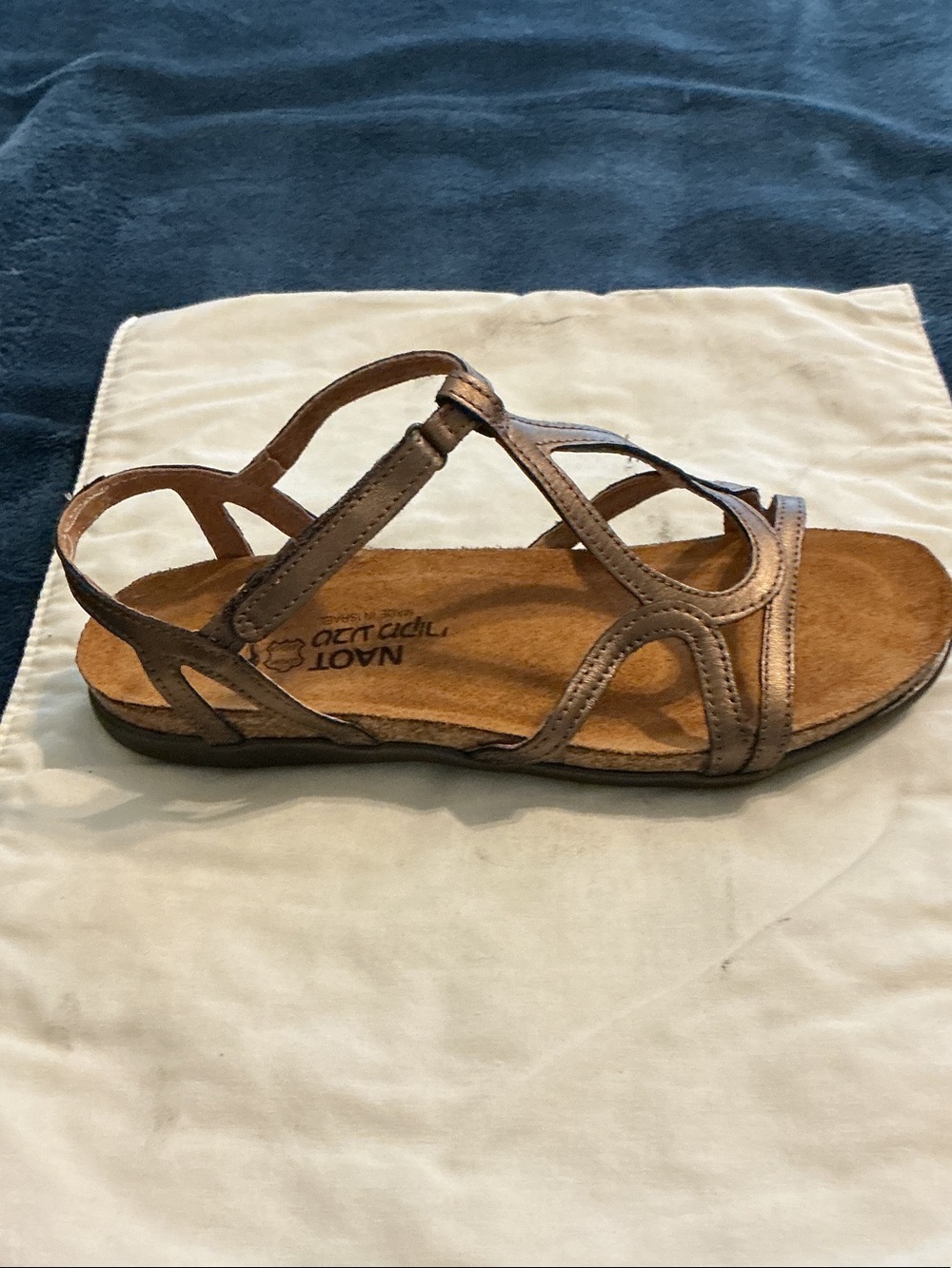 Naot Metallic Bronze Strappy Leather Slingback Sandal